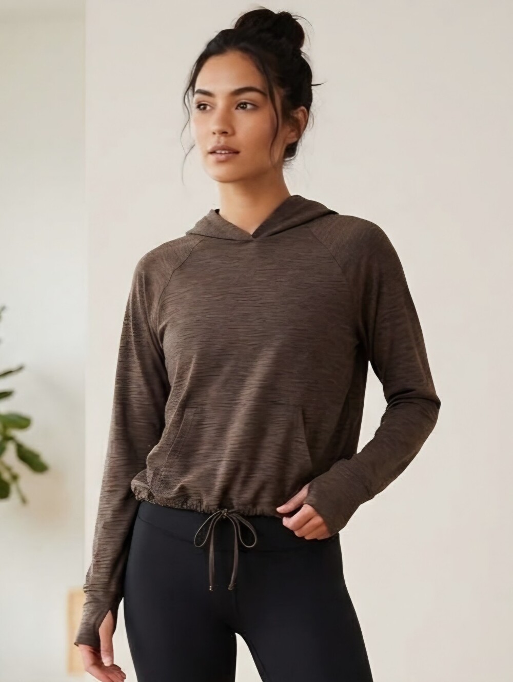 Kyodan Womens Lightweight Space Dye Hoodie Brown Top TP/XS